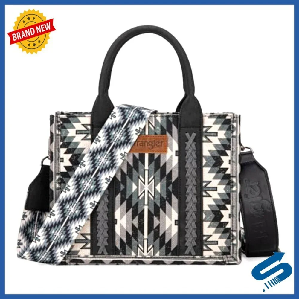 Boho Aztec Tote Bag with Guitar Strap Western Style Satchel Handbag